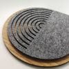Wood and gray felt drop shape serving placemat "Disco". 1 pc | Tableware by DecoMundo Home. Item made of oak wood with fabric works with minimalism & modern style