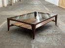 Modern Rectangular Wood Coffee Table with Glass Top, USA made | Tables by Marco Bogazzi