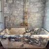 Hand-Carved Marble Bathtub – Sculptural Freestanding Tub | Custom Sizes | Optional Matching Floor & Wall Marble | Water Fixtures by AEGEAN MARBLE ARTISAN ATELIER