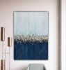 Large gold leaf painting dark blue wall art navy blue gold | Oil And Acrylic Painting in Paintings by Berez Art. Item composed of canvas in contemporary style