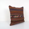 Handmade Organic Striped Square Pillow Cover, Ethnic Chair D | Cushion in Pillows by Vintage Pillows Store