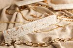 Pebble Gold Fleck White 4” CC Pull | Knob in Hardware by Windborne Studios. Item made of glass