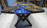 Custom Order Living Edge Ocean Sea Epoxy Resin Table | Dining Table in Tables by LuxuryEpoxyFurniture. Item made of wood & synthetic