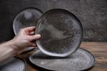 Dinner Set (2 plates) - NorthernLights organic natural shape | Dinnerware by Laima Ceramics. Item composed of stoneware in minimalism or contemporary style