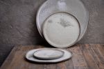 STC organic natural shape stoneware plate in grey cream | Dinnerware by Laima Ceramics. Item composed of stoneware compatible with minimalism style