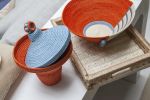 fret large basket tangerine | Serveware by Charlie Sprout. Item made of fabric