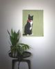 Tuxedo Cat Art Print, Sitting Cat with Bow Tie, Modern Wall Decor | Prints by The Ugly Cat Studio