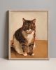 Brown Tabby Cat Art Print, Warm Toned Cozy Wall Art, Giclée Paper Painting | Prints in Paintings by The Ugly Cat Studio