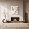 Textured 3D Plaster Painting: Handmade Beige & White Relief Wall Art, Folded Fabric Effect | Wall Sculpture in Wall Hangings by Vaiva Art Atelier
