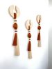 Cinnamon Macrame Wall Hanging Set Boho Wall Decor Wooden Fiber Art Minimalist Tassel Wall Hanging Handmade Neutral Home Decor | Wall Hangings by İnanç Yılmaz