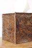 Embossed Brown Leather Single Tissue Box Cover | Toiletry in Storage by Vantage Design