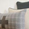 Cream Wool with Charcoal Flecking & Navy Leather Welt 14x18 | Pillow in Pillows by Vantage Design