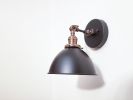 Bedside Adjustable Reading Wall Light, Black & Antique Brass | Sconces by Retro Steam Works. Item composed of fabric and brass in mid century modern style
