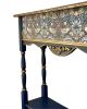 Handcrafted Solid Wood Console Table | Blue Floral Textile Inlay, Gilded Bees, Arts & Crafts Style | Tables by Birds and Gardens Inc. Item made of wood works with boho & mid century modern style