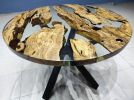 Custom 48" Diameter Round Olive Clear Epoxy Table, Round | Dining Table in Tables by LuxuryEpoxyFurniture. Item composed of wood & synthetic