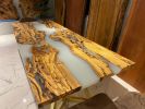 Olive Epoxy Resin Dining Table - Modern Living Room Table | Tables by Tinella Collection. Item made of wood compatible with contemporary and art deco style