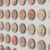One Hundred Pink Map Dots Collage | Paintings by Amelia Coward