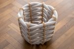 (S) Hull Basket in Arora Grey Vegan Suede | Storage Basket in Storage by Knots Studio. Item made of wood & fabric