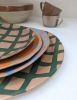Green Gingham Serving Platter | Serveware by Rosie Gore. Item made of ceramic
