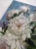 White peony flowers art painting original, White flower | Oil And Acrylic Painting in Paintings by Natart. Item made of canvas with synthetic works with modern style