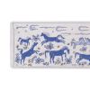 Silk Suzani Blue Table Runner, Animal Pictorial Silk on Silk | Tablecloth in Linens & Bedding by Vintage Pillows Store