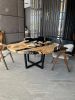 Round Epoxy Resin Dining Table, Custom Black Epoxy Table | Tables by Tinella Wood. Item composed of wood and metal in contemporary or country & farmhouse style