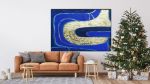 Ultramarine blue 3d art painting abstract blue gold 3d | Oil And Acrylic Painting in Paintings by Berez Art. Item made of canvas works with minimalism & mid century modern style