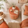 Handmade Bone Inlay Round Nightstand Sunburst Boho Bedside Table with Drawers | Storage by IKKAZA