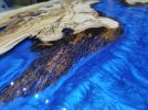 Custom Order Blue Epoxy Olive Wood Dining Table | Tables by LuxuryEpoxyFurniture. Item composed of wood and synthetic