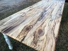 Spalted Maple Farmhouse Dining Table with White-Distressing | Tables by Hazel Oak Farms | Ercole Home in New York. Item made of wood