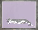 Grey Tuxedo Cat Stretching Art Print, Playful Colorful Wall Art | Prints by The Ugly Cat Studio