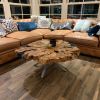 Live Edge Coffee Table with Epoxy Resin Olive Wood Burl Slab Round Custom Center and Side Table | Tables by Ironscustomwood. Item composed of wood