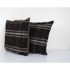 Set Vintage Mid Century Goat Hair Brown Kilim Pillow With Tr | Cushion in Pillows by Vintage Pillows Store