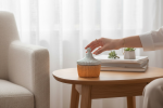 Frosted Ember – Blue & Copper Concrete Jar with Lid | Vessels & Containers by RAW & UNIQ