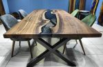 Custom Order Walnut Wood Design Smoke Epoxy Dining Table | Tables by LuxuryEpoxyFurniture. Item composed of wood & synthetic