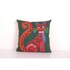 Square Suzani Cat Motifs Cushion Cover, Embroidery Pictorial | Pillows by Vintage Pillows Store