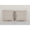 Pair Vintage Ecru Turkish Rug Pillow | Sham in Linens & Bedding by Vintage Pillows Store. Item composed of cotton and fiber