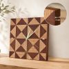 Handcrafted Oak Mahogany Marquetry Wall Clock, Silent Minimalist Design, Scandinavian Home Accent | Decorative Objects by Vesta Corte