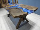 Custom Order Living Edge Ocean Sea Epoxy Resin Table | Dining Table in Tables by LuxuryEpoxyFurniture. Item made of wood & synthetic