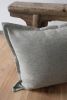 Light Green Grey Cross Hatch Wool with Flange Pillow 22x22 | Pillows by Vantage Design