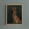 Woodland Hare Art Print, Dark Green Rabbit Wildlife Decor, Giclée Fine Art | Prints by The Ugly Cat Studio