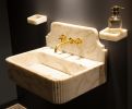 Fluted Calacatta Gold Marble Sink: Modern Bathroom Vanity, 24" x 16" | Water Fixtures by AYMARBLEDESIGN LLC