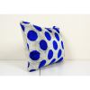 Blue Silk Ikat Velvet Pillow Cover, Handmade Polka Dot Ikat | Sham in Linens & Bedding by Vintage Pillows Store. Item composed of cotton