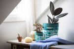 Wild Silk Shibori Basket - Stick Pattern - Emerald & Natural | Storage Basket in Storage by Tanana Madagascar. Item made of fabric with fiber