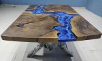 Custom Order Ocean River Epoxy Coffee Table - Blue Epoxy | Dining Table in Tables by LuxuryEpoxyFurniture. Item composed of wood & synthetic