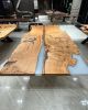Light Wood Dining Table, White Epoxy Resin Table | Tables by Tinella Collection. Item made of wood with synthetic works with contemporary & modern style