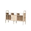 Vinyl, Vinyl cabinet, Media cabinet, record player stand | Media Console in Storage by Plywood Project. Item composed of oak wood in minimalism or mid century modern style