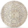 Haussmann® Teak Lotus Panel Inlay Round 60 cm H Sand Washed | Engraving in Art & Wall Decor by Haussmann®