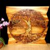Haussmann® Wood Tree of Life Round on Uneven Boards 36 x 36 | Engraving in Art & Wall Decor by Haussmann®