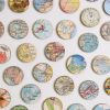 Vintage World Map Dots Collage, Circle #2 | Paintings by Amelia Coward
